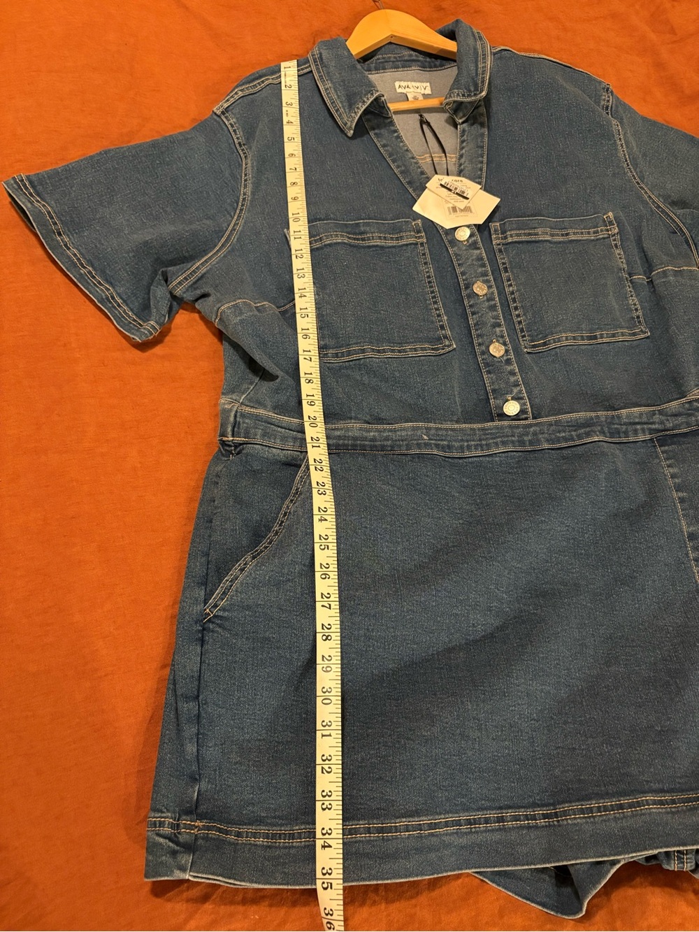 Ava & Viv Blue Denim Shirt Mini Romper SZ 2X NWT - Picture 9 of 12